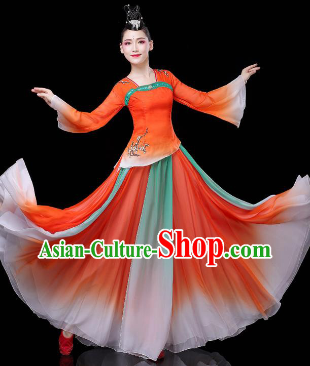 Chinese Umbrella Dance Clothing Classical Dance Red Dress Traditional Woman Group Dance Costume