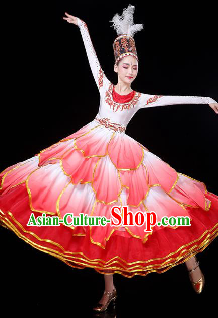 Chinese Traditional Uyghur Nationality Folk Dance Costume Xinjiang Ethnic Flower Dance Dress