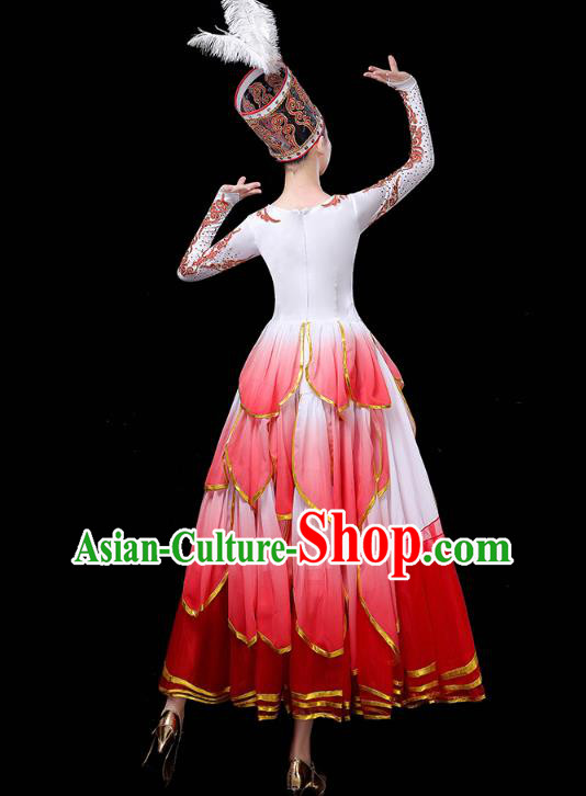 Chinese Traditional Uyghur Nationality Folk Dance Costume Xinjiang Ethnic Flower Dance Dress