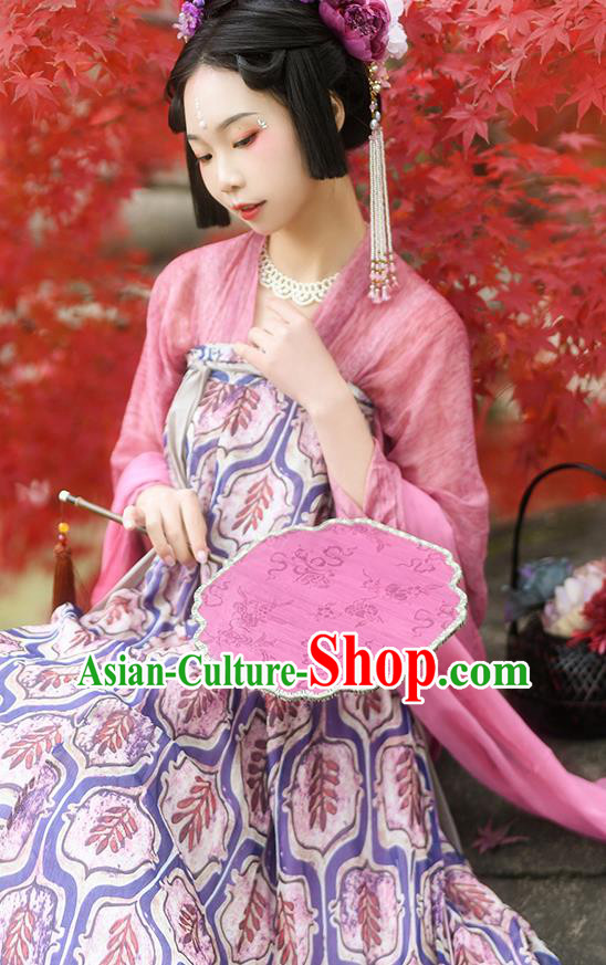 China Ancient Palace Lady Hanfu Dress Traditional Tang Dynasty Young Woman Historical Costumes