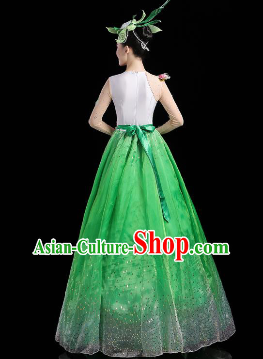 China Spring Festival Gala Opening Dance Flowers Dance Green Dress Modern Dance Clothing
