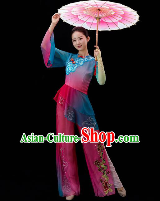 China Yangko Dance Clothing Traditional Folk Dance Umbrella Dance Performance Outfits