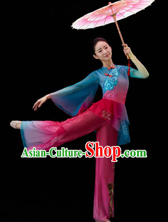 China Yangko Dance Clothing Traditional Folk Dance Umbrella Dance Performance Outfits