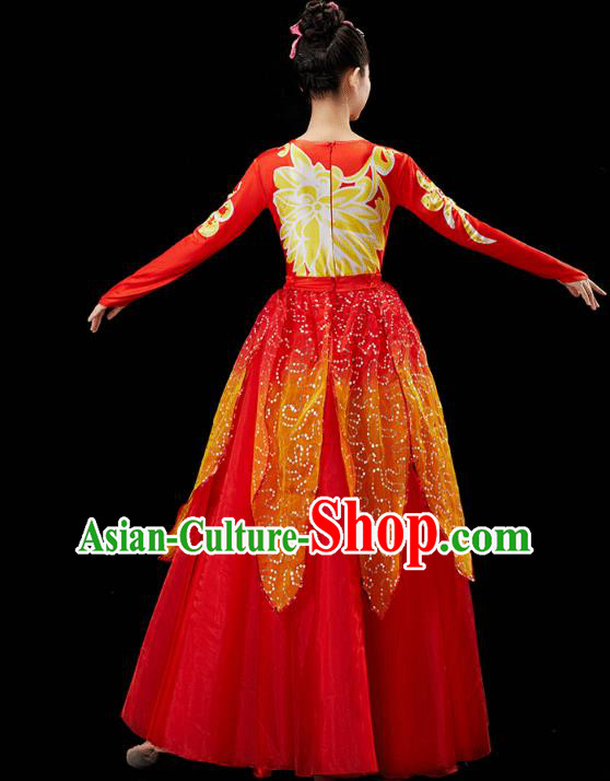 Chinese Traditional Spring Festival Gala Opening Dance Red Dress Modern Dance Flower Dance Costume