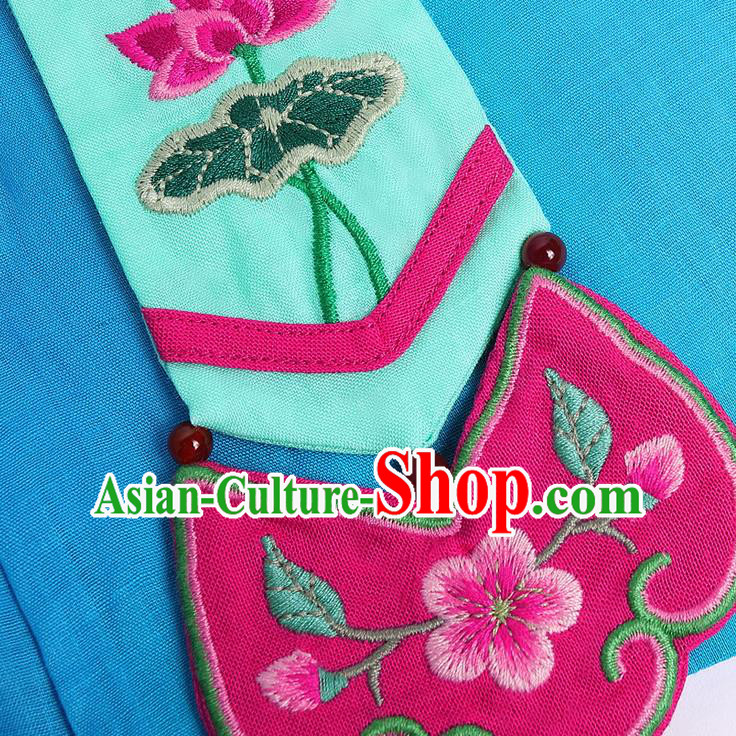 China National Tang Suit Upper Outer Garment Clothing Traditional Embroidered Blue Vest
