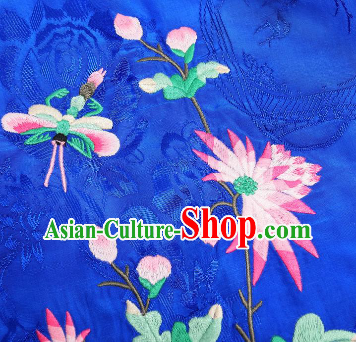 China National Clothing Tang Suit Upper Outer Garment Traditional Embroidered Royalblue Blouse