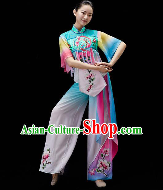 China Fan Dance Embroidered Clothing Traditional Folk Dance Yangko Dance Outfits