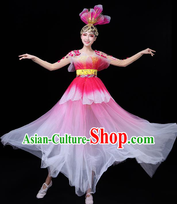 Chinese Modern Dance Peony Dance Pink Dress Traditional Opening Dance Performance Costume
