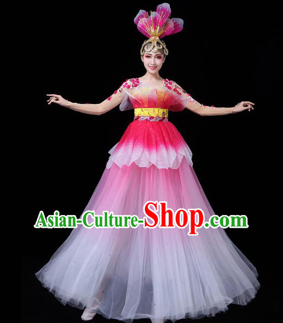 Chinese Modern Dance Peony Dance Pink Dress Traditional Opening Dance Performance Costume