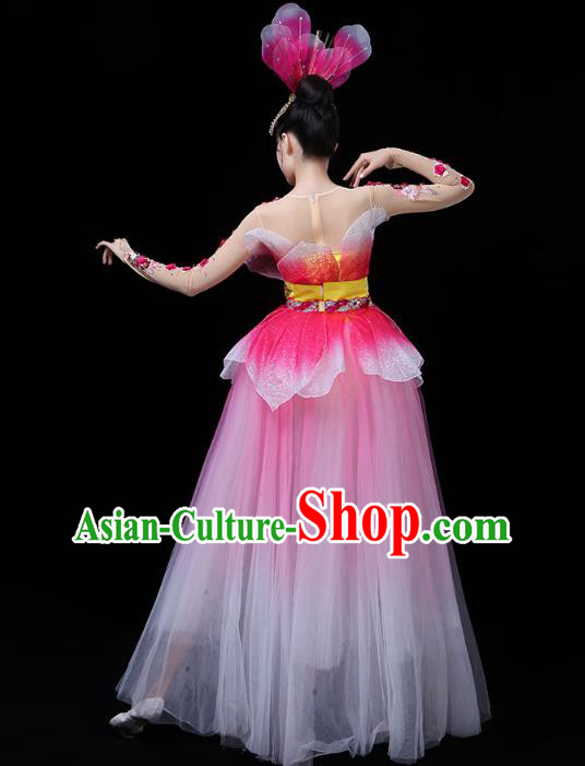 Chinese Modern Dance Peony Dance Pink Dress Traditional Opening Dance Performance Costume