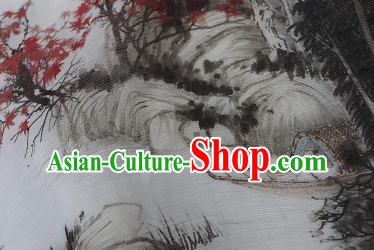Chinese Traditional White Qipao Dress Woman Costume National Tang Suit Ink Painting Bamboo Cheongsam