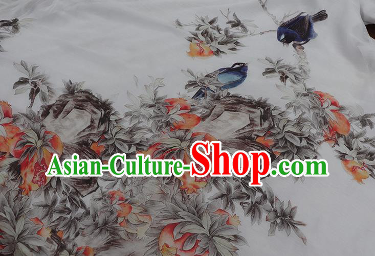 Chinese Traditional Slant Opening Qipao Dress Woman Costume National Printing White Cheongsam