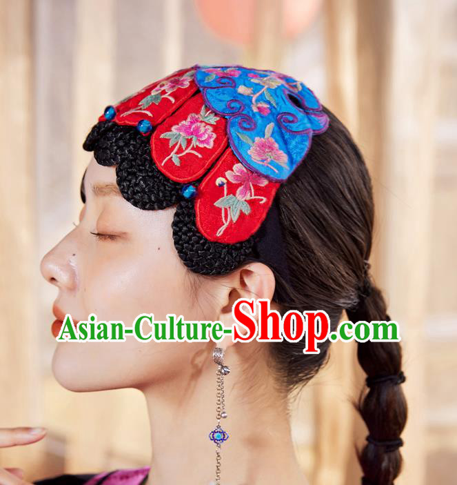 China Traditional Embroidered Hair Clasp National Folk Dance Headwear