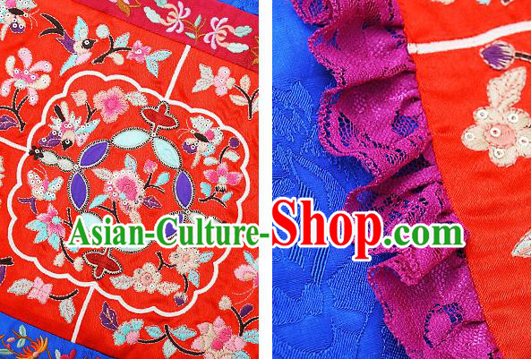 China National Embroidered Blue Vest Traditional Waistcoat Clothing Tang Suit Upper Outer Garment