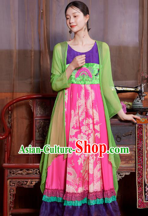 Chinese National Woman Tang Suit Cheongsam Costume Traditional Embroidered Loose Long Dress