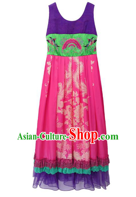 Chinese National Woman Tang Suit Cheongsam Costume Traditional Embroidered Loose Long Dress