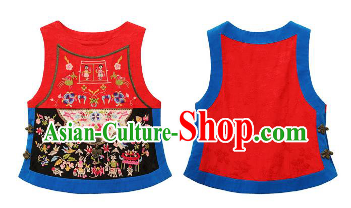 China Traditional Embroidered Waistcoat Clothing National Vest Tang Suit Upper Outer Garment