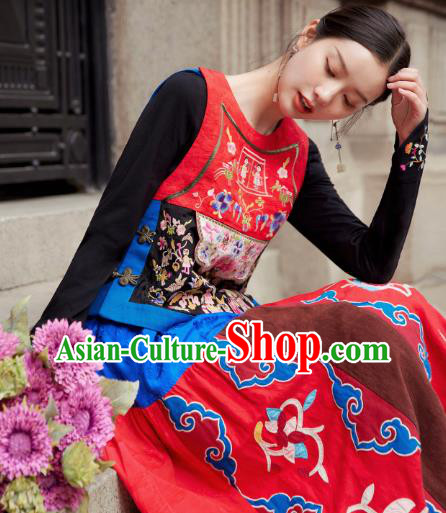 China Traditional Embroidered Waistcoat Clothing National Vest Tang Suit Upper Outer Garment
