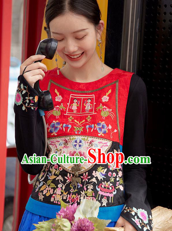 China Traditional Embroidered Waistcoat Clothing National Vest Tang Suit Upper Outer Garment