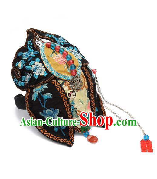 China Handmade National Folk Dance Tassel Headwear Traditional Ethnic Wedding Embroidered Hair Clasp