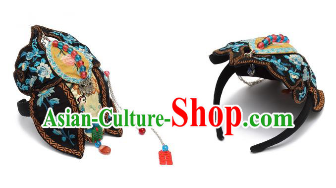 China Handmade National Folk Dance Tassel Headwear Traditional Ethnic Wedding Embroidered Hair Clasp