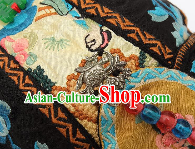 China Handmade National Folk Dance Tassel Headwear Traditional Ethnic Wedding Embroidered Hair Clasp