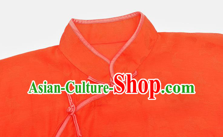 Chinese Traditional Young Lady Orange Qipao Dress National Stand Collar Cheongsam Costume