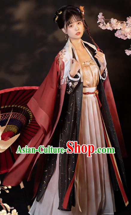 China Traditional Song Dynasty Young Beauty Historical Costumes Ancient Palace Princess Hanfu Dress