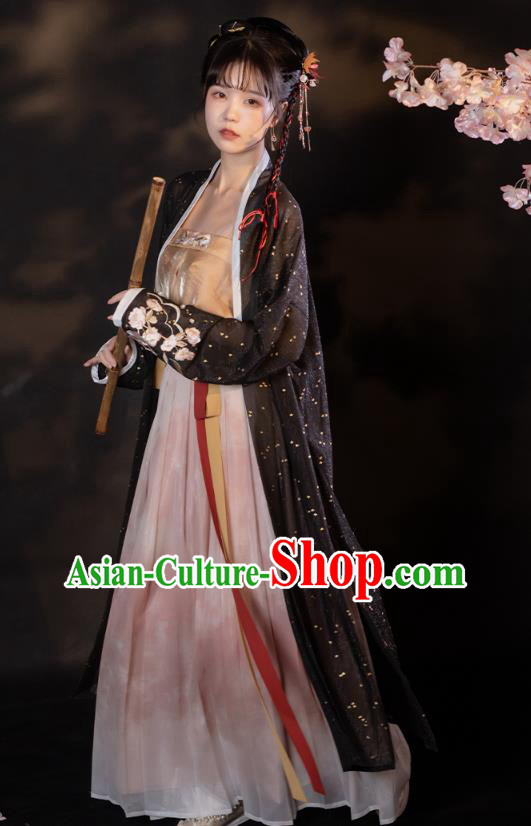 China Traditional Song Dynasty Young Beauty Historical Costumes Ancient Palace Princess Hanfu Dress