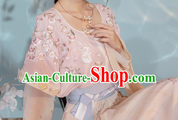China Ancient Young Girl Hanfu Dress Traditional Tang Dynasty Village Lady Historical Clothing