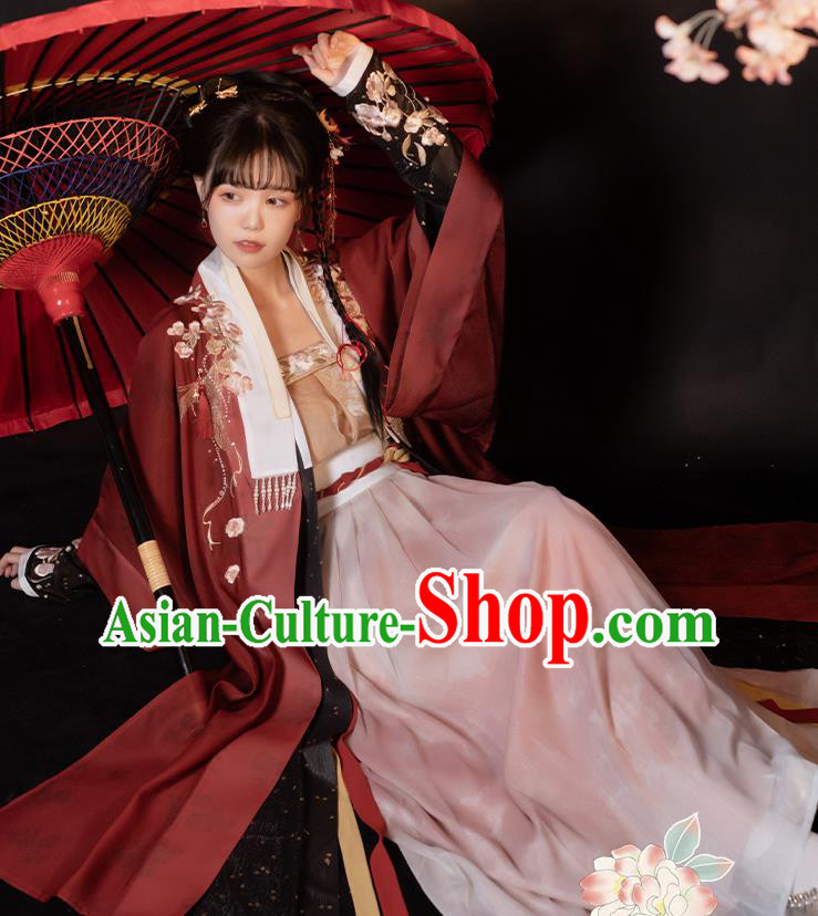 China Traditional Song Dynasty Young Beauty Historical Costumes Ancient Palace Princess Hanfu Dress