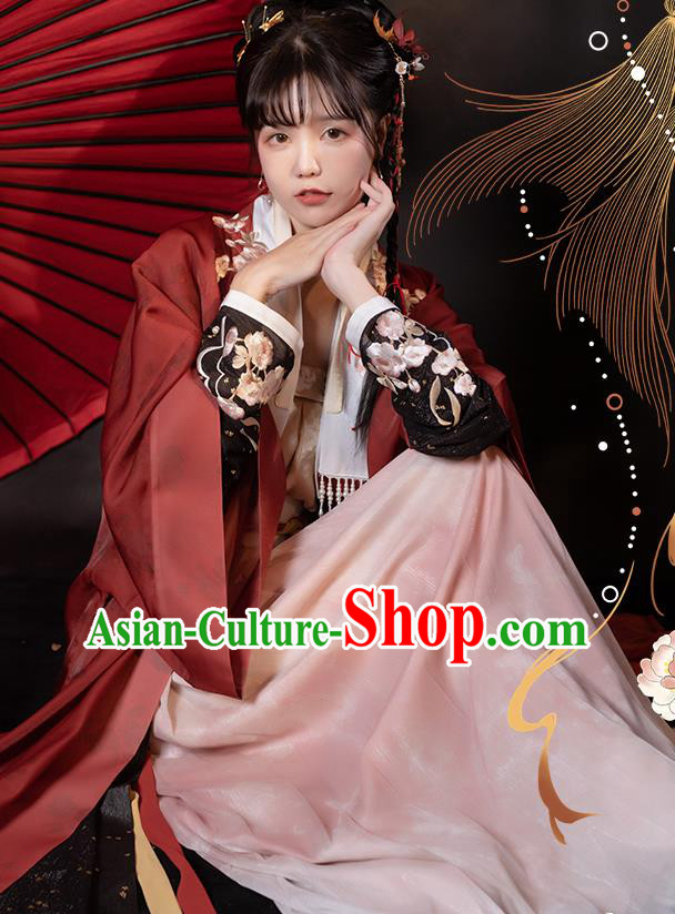 China Traditional Song Dynasty Young Beauty Historical Costumes Ancient Palace Princess Hanfu Dress