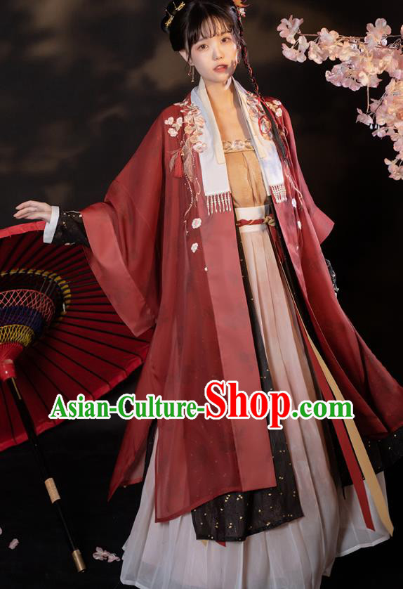 China Traditional Song Dynasty Young Beauty Historical Costumes Ancient Palace Princess Hanfu Dress