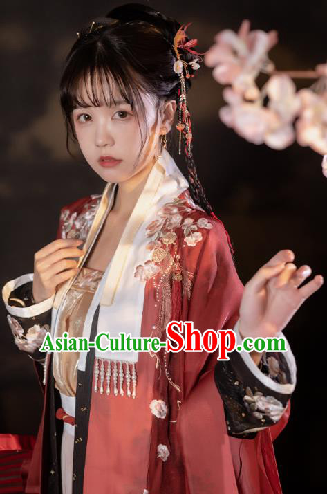China Traditional Song Dynasty Young Beauty Historical Costumes Ancient Palace Princess Hanfu Dress