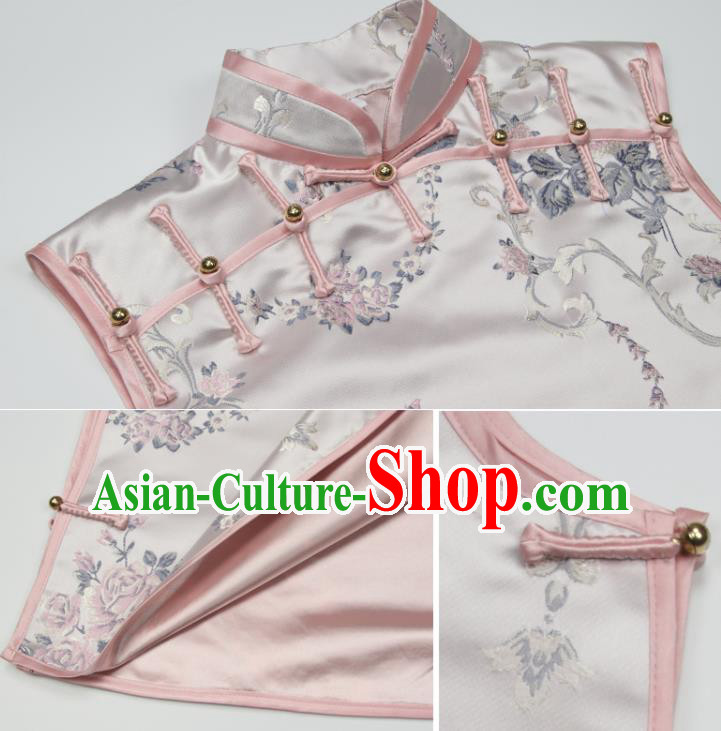Chinese Traditional Woman Brocade Top Garment Costume Tang Suit Vest