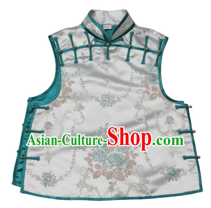 Chinese Tang Suit Vest Traditional Woman Garment Costume Brocade Top Waistcoat