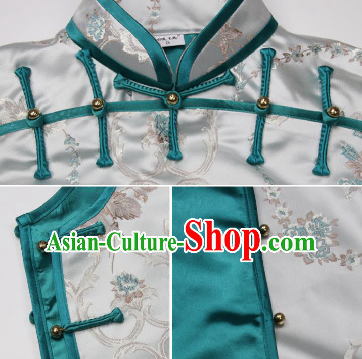 Chinese Tang Suit Vest Traditional Woman Garment Costume Brocade Top Waistcoat