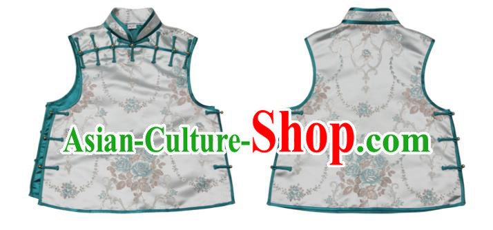 Chinese Tang Suit Vest Traditional Woman Garment Costume Brocade Top Waistcoat