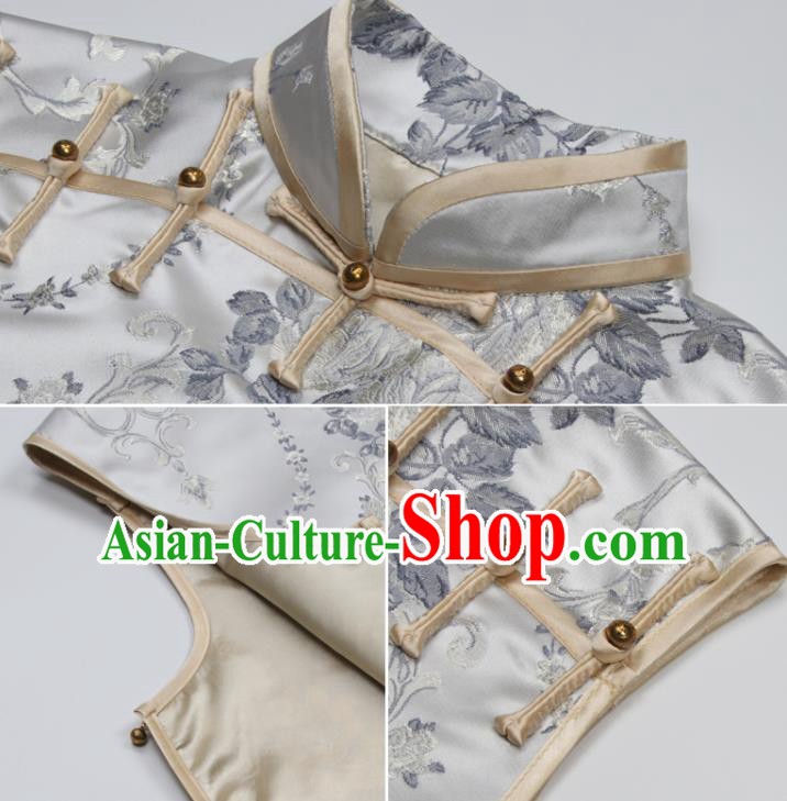 Chinese National Brocade Waistcoat Tang Suit Vest Traditional Woman Top Garment Costume