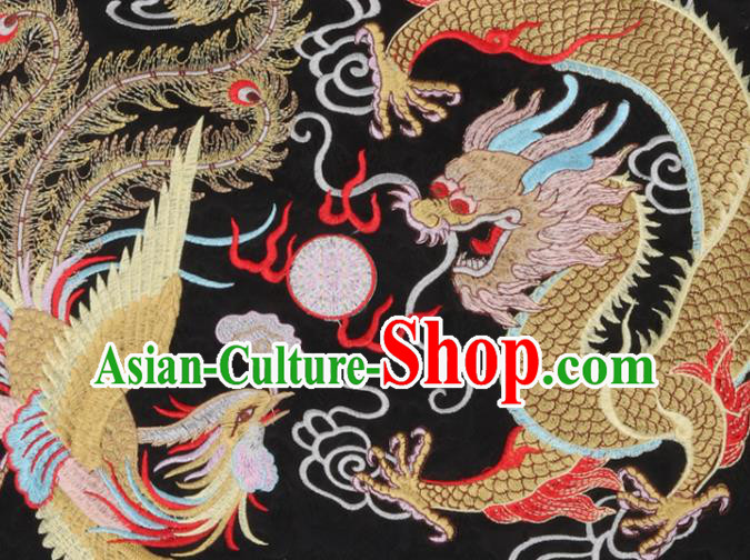 Chinese Traditional Tang Suit Embroidered Black Long Waistcoat National Brocade Top Vest Garment