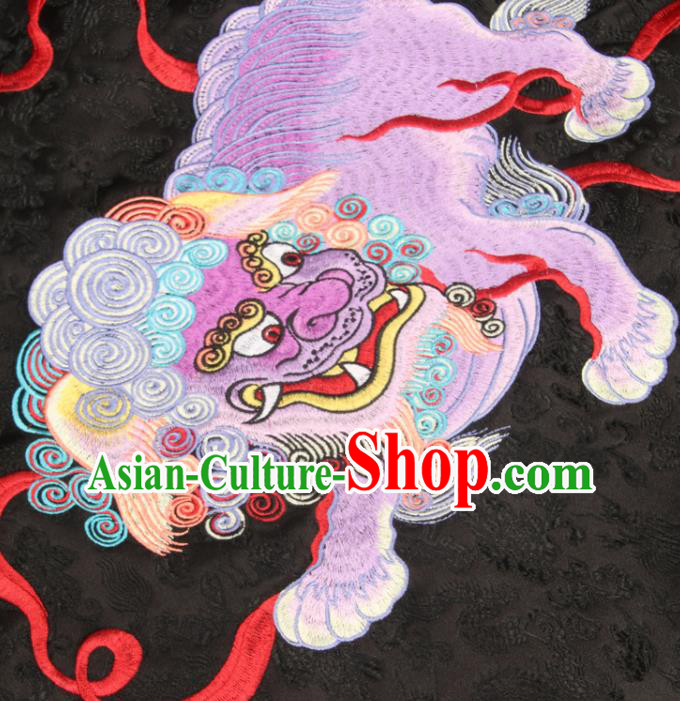 Chinese Traditional Embroidered Lion Waistcoat National Black Brocade Vest Tang Suit Upper Outer Garment