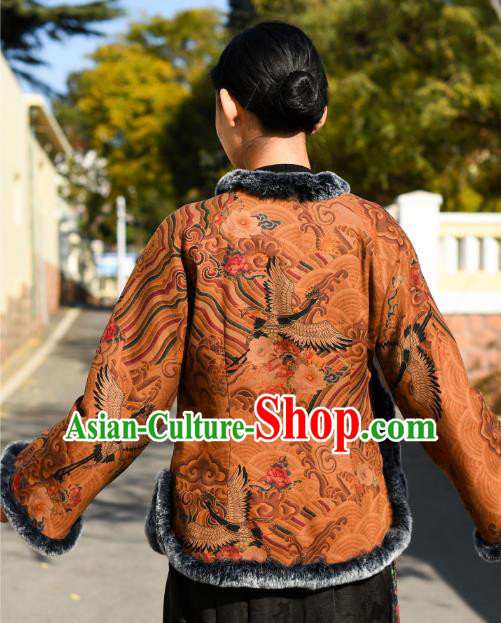 China National Woman Outer Garment Clothing Tang Suit Overcoat Traditional Cotton Wadded Jacket