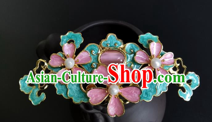China Ancient Princess Pink Peach Blossom Hairpin Traditional Song Dynasty Palace Lady Hair Crown