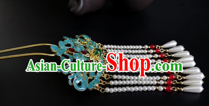 China Ancient Imperial Concubine Hairpin Traditional Qing Dynasty Court Pearls Tassel Hair Stick