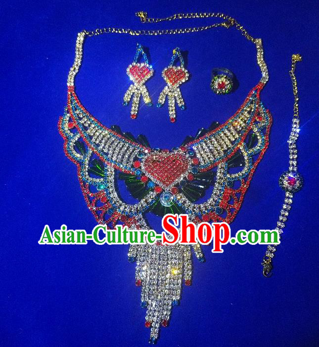 India Wedding Jewelry Accessories Bride Crystal Necklace Asian Indian Belly Dance Necklet