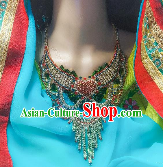 India Wedding Jewelry Accessories Bride Crystal Necklace Asian Indian Belly Dance Necklet