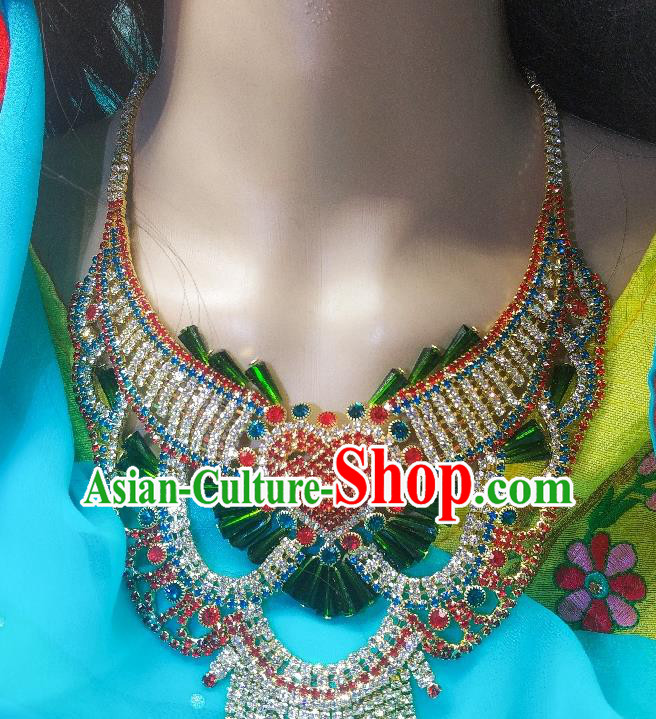 India Wedding Jewelry Accessories Bride Crystal Necklace Asian Indian Belly Dance Necklet