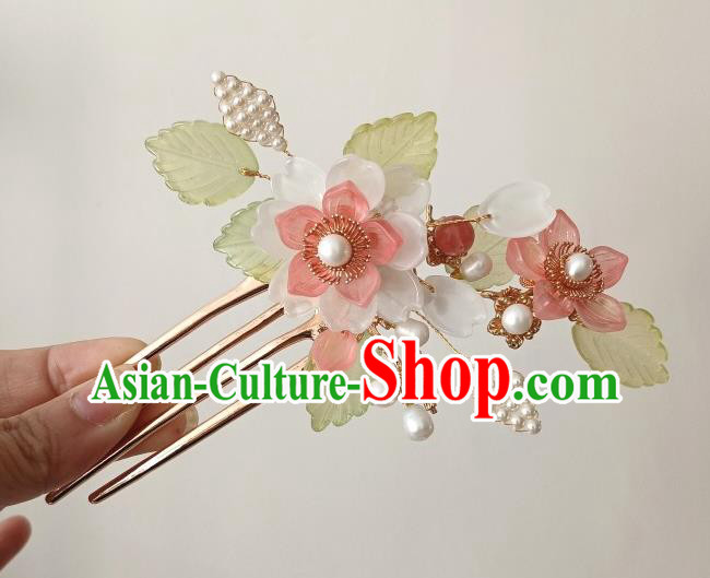 China Ancient Palace Lady Hairpin Traditional Song Dynasty White Flower Hair Comb