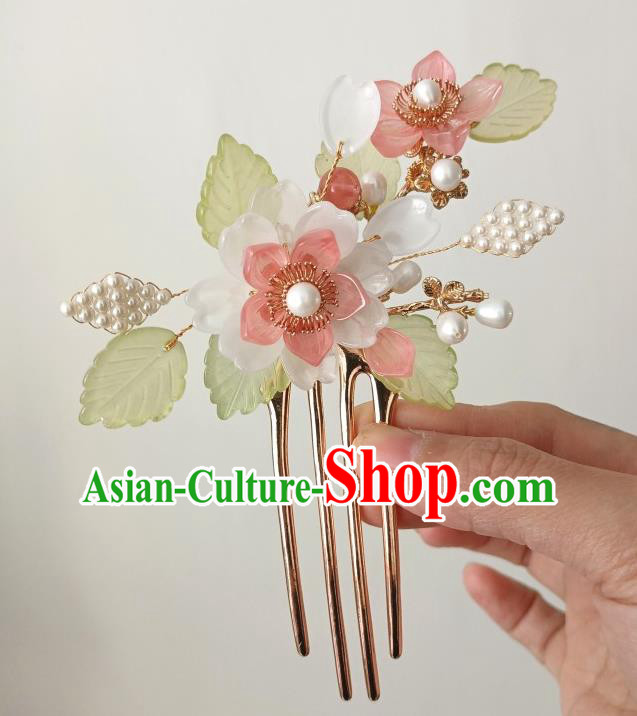 China Ancient Palace Lady Hairpin Traditional Song Dynasty White Flower Hair Comb