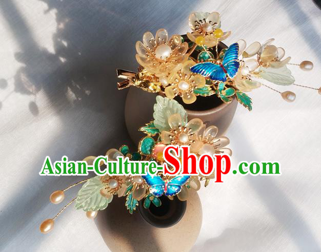 China Ancient Palace Lady Hairpin Traditional Ming Dynasty Chrysanthemum Hair Claws